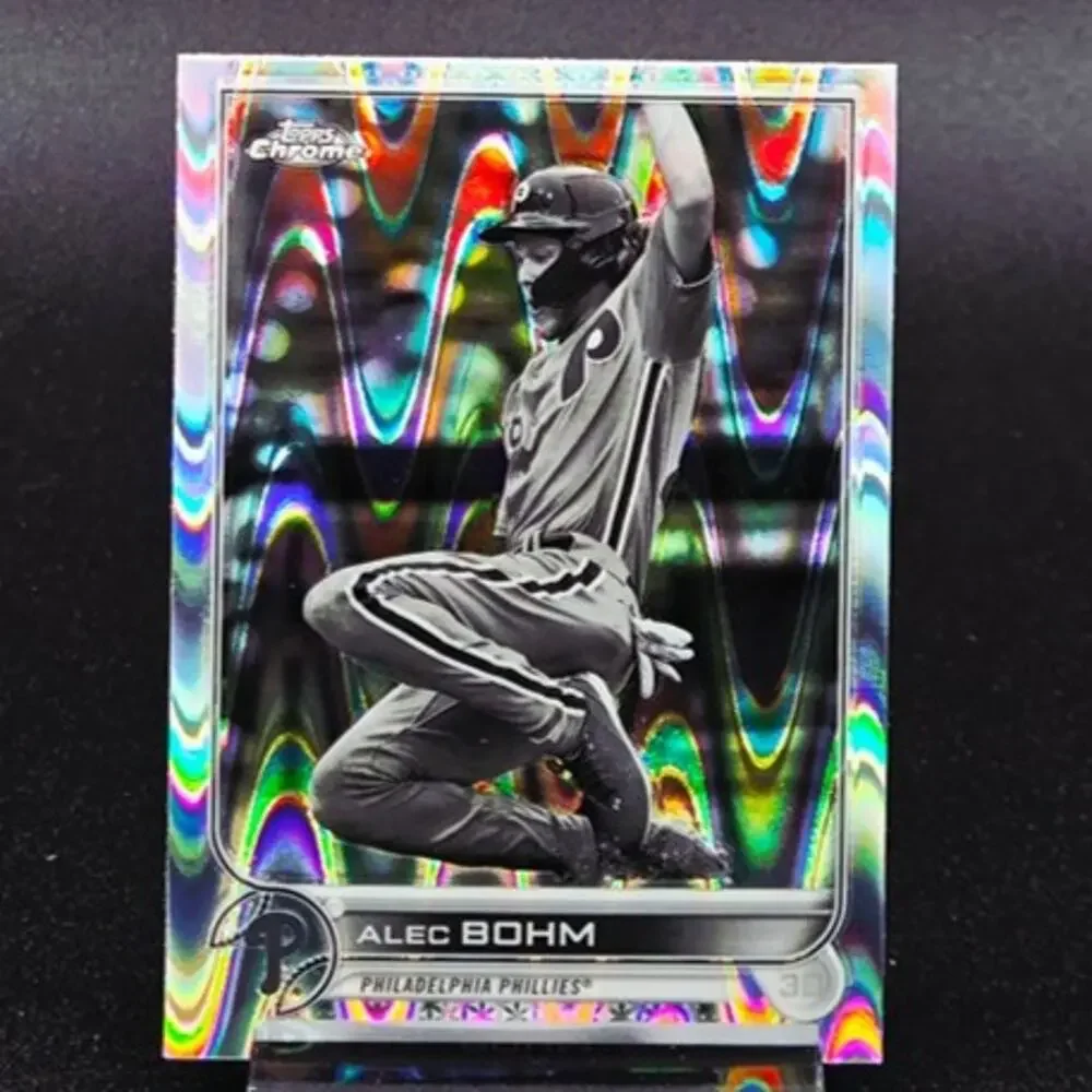 Alec Bohm Topps Chrome Black and White Ray Wave RC Philadelphia Phillies Star